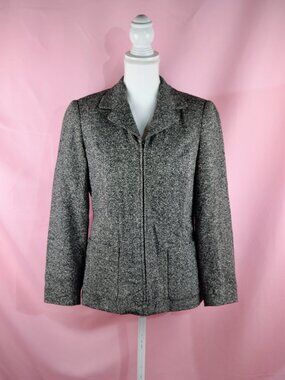 Talbots Petites Italian Fabric Zip-Up Blazer Jacket Gray | Size 4 Petite